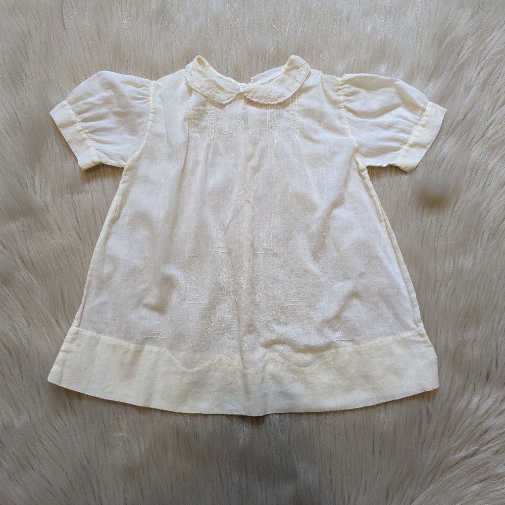 Vintage handmade pale yellow delicate dress size 12M